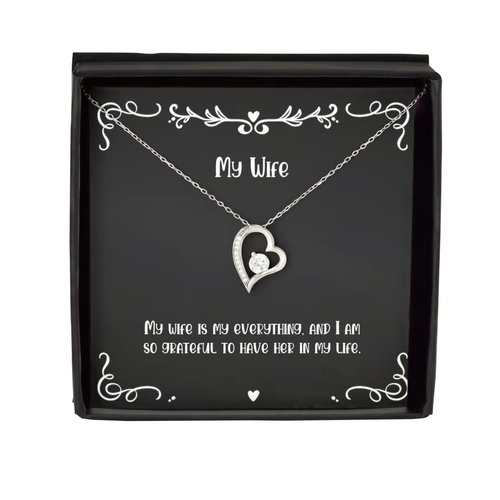 Amangny Reusable Wife Solitaire Crystal Necklace, My wife is my everything, and I am so, Gifts for Wife, Present from Husband, for Wife