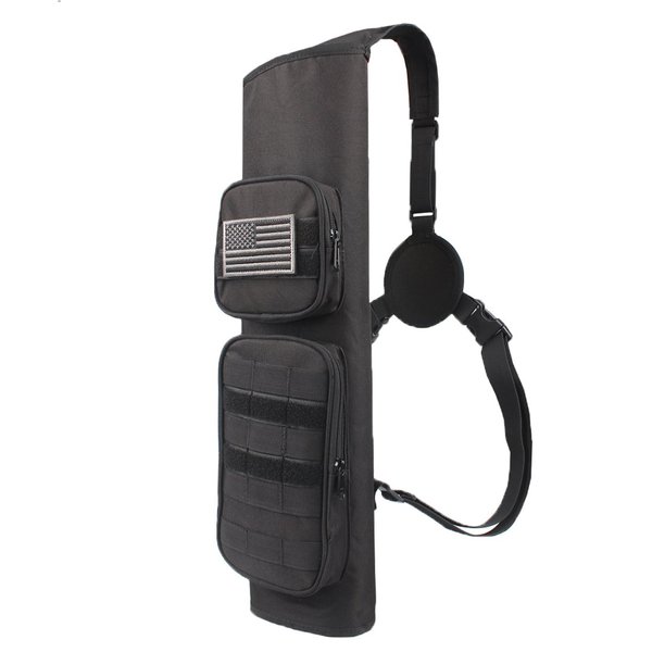 KRATARC Archery Back Arrows Quiver Bag with Molle System and Pockets for Hunting Shooting Target Practice (Black- molle design)