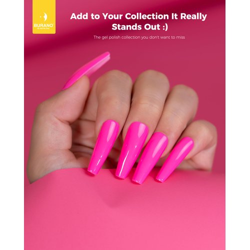 BURANO Gel Nail Polish, Gel Gel Polish 15ml Gel Colors Gel Neon Gel Soak Off UV Led Nail Lamp Gel Polish 1 Bottle 0.5 Oz Nail Art DIY Home Hot Color Nails (Hot Pink 692)
