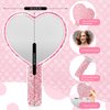 Thyle 4 Pcs Rhinestone Handheld Mirror and Bling Hair Brush Set 2 Cute Heart Shaped Mirror 2 Wet and Dry Hair Brush for Women, Girls Bride, Bridesmaid Gift(Pink)