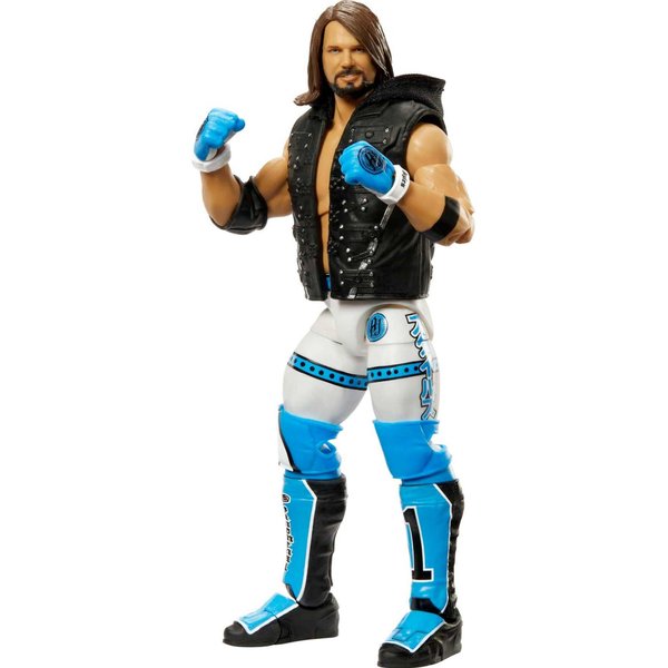 Mattel WWE Ultimate Edition Action Figure & Accessories Set, AJ Styles 6-inch Collectible with 30 Articulation Points, Swappable Pieces & Entrance Gear