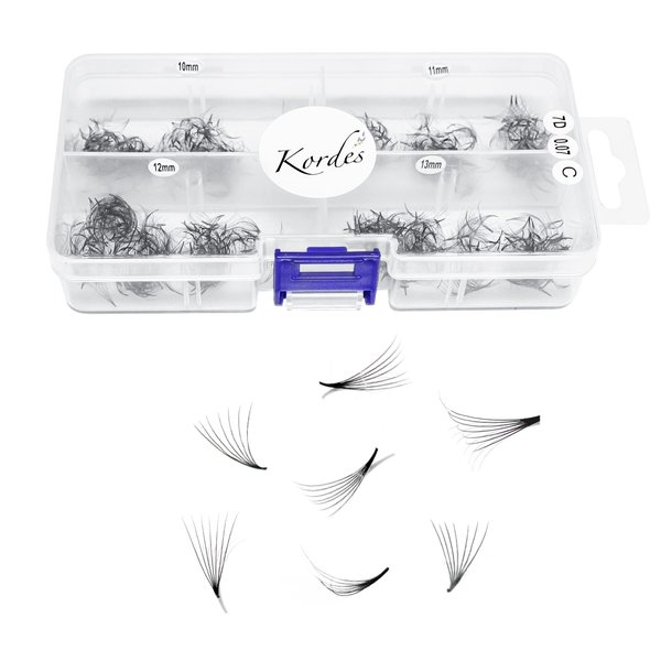 Kordes Lash Clusters – 1000pcs Lash Extension Kit – 5D Volume C Curl Lash Clusters – Handmade and Premade Fans Eyelash Extensions – Natural Mink Eyelash Extensions (10 to 13mm 7D C Curl)