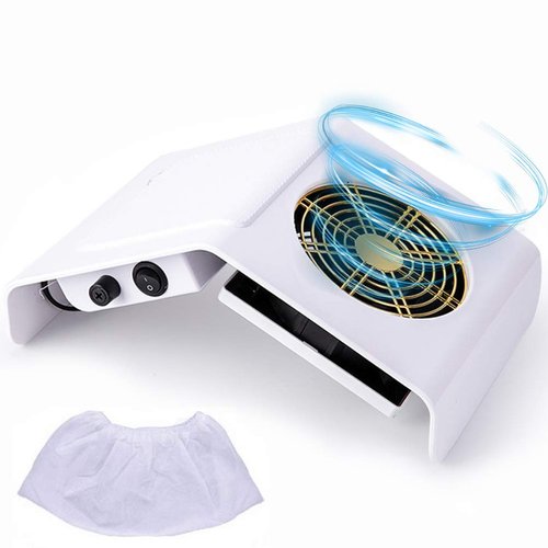 Nail Duster Collector, Nail Dust Collector for Acrylic Nails, 40W Nail Dust Fan Nail Cleaner for Manicure - Nail Vacuum Cleaner Powerful Dust Extractor with Leather Nail Arm Rest Pad (White)