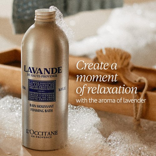 L'Occitane Relaxing & Foaming Lavender Bubble Bath Refill Enriched with Lavender Essential Oil, 16.9 fl. oz.