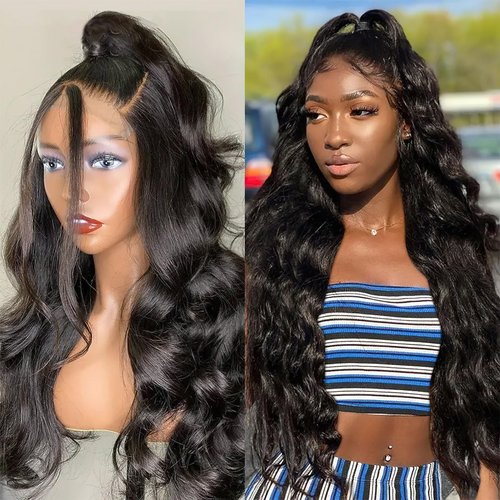 AUOCATTAIL Highlight Glueless Lace Front Wigs Preplucked Human Hair Deep Wave Unprocessed Natural Brazilian Virgin Human Hair 28 Inch
