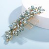 Teyglen Women Dainty Simple Full Rhinestones Mint Blue Bride Wedding Hair Comb Luxurious Hair Accessories Shiny Rhinestones Bridal Side Hair Combs for Women Bride Girls (Mint blue)