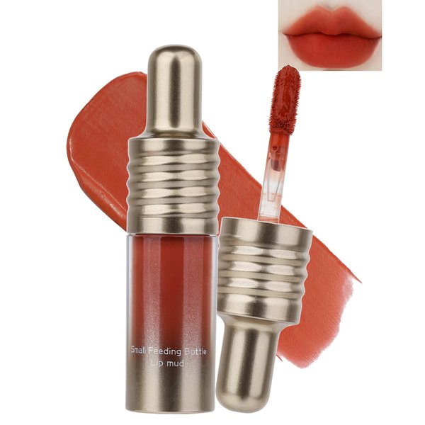 Velvet Lip Mud Tinted, Matte Lip Cream Lip Gloss, Velvet Matte Finish, Blendable High-Pigmentation Silky Creamy Texture, Lightweight, Soft, Moisturizing, Korean Lipstick Makeup Gift for Women Girl-#03