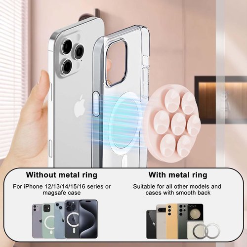 DOMYLE Magnetic Suction Cup Phone Mount for MagSafe Case, Silicone Octo Cup Buddy Sticky Grip Holder for iPhone, Removable Hands-Free Mirror Shower Phone Stand Selfie/Video for TikTok Influencers