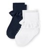 Gymboree Girls And Toddler Ankle Socks, Navy/White Ruffle 2 Pack, 10-12 US
