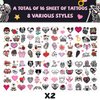 192 PCS Til Death Do Us Temporary Tattoos Stickers Gothic Halloween Sticker for Bridal Shower Supplies Bride or Die Bachelorette Party Decorations Gifts Ideal Prizes Valentine (16 Sheet)