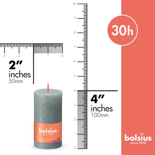 BOLSIUS 4 Pack Eucalyptus Green Rustic Pillar Candles - 2 X 4 Inches - Premium European Quality - Includes Natural Plant-Based Wax - Unscented Dripless Smokeless 30 Hour Party and Wedding Candles