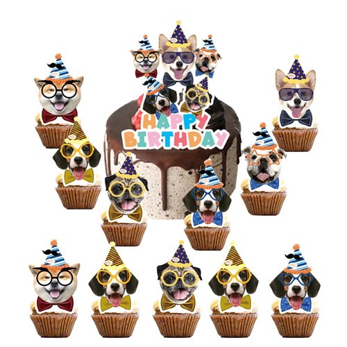 25pcs Pet Dog Birthday Party Supplies,Pet Dog Birthday Party Cupcake Toppers for Kids Gift Birthday Party Favors Kid's Birthday Party cake Decoration Supplies (25pcs dog)