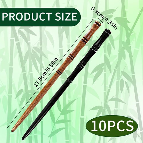 10 Pcs Vintage Wood Hair Sticks Bamboo Shape Hair Sticks, Elegant Shape Chopsticks for Hair Styling Pins Chinese and Japanese Hair Accessories for Long Hair Women and Girls Hair Pins for Buns