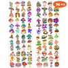 96 PCS Mushroom Temporary Tattoos Mushroom Veggie Theme Birthday Party Decorations Favors Supplies Decor Trippy Cute Stickers Gifts for Boys Girls Kids Class School Prizes Carnival Halloween Christmas