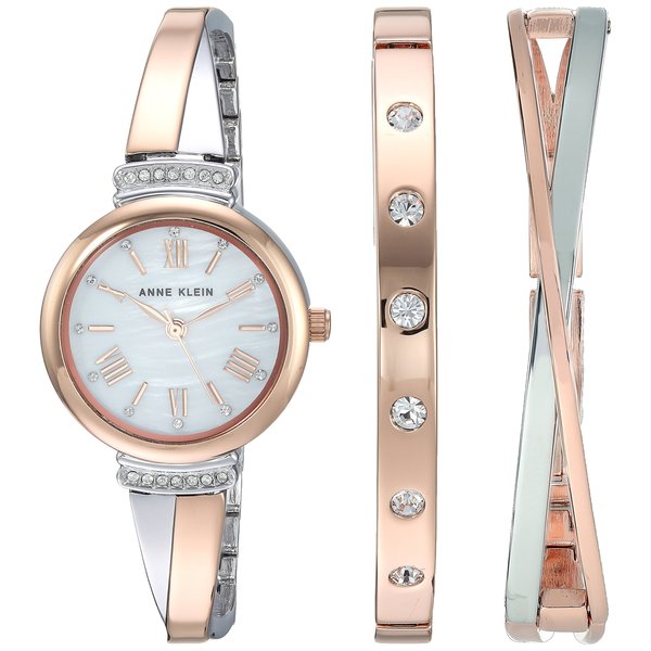 Anne Klein Women's Premium Crystal Accented Bangle Watch Set, AK/2245