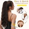Fanguilar Ponytail Extension 24 Inch Long Curly Wavy Drawstring Ponytail Extension Synthetic Hair Extensions Ponytail for Women Daily Use Dark Brown