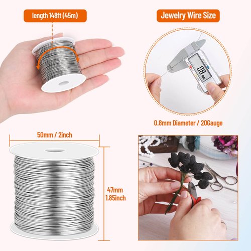 cridoz 20 Gauge Stainless Steel Wire for Jewelry Making, Bailing Wire Snare Wire for Craft and Jewelry Making