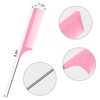 3Pcs Rat Tail Comb Parting Comb，Steel Pin Rat Tail Carbon Fiber Heat Resistant Teasing Combs with Stainless Steel Pintail for Hair Rat tail Combs Salon，Hair Combs for Women(Pink)