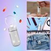 Yuchew Bling Pill Case Pill Container Rhinestone Pill Box Portable Waterproof Pocket Pill Holder Storage Bottle with Keychain for Travel, Outdoor, Camping (Silver)