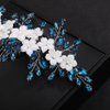 Kercisbeauty Rhinestones Beads White Flower Statement Hair Comb for Wedding Brides Bridesmaid Women Girls Special Ocaasion Jewelry (Sky)