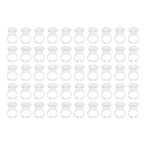 Reusable Ring Suction Cup, 100pcs Plastic Nail Art Tattoo Glue Rings Holder Eyelash Extension Rings Adhesive Pigment Holders Ink Holder Container Cup with Lid Cap Tattoo Kit Finger Hand Beauty Tools