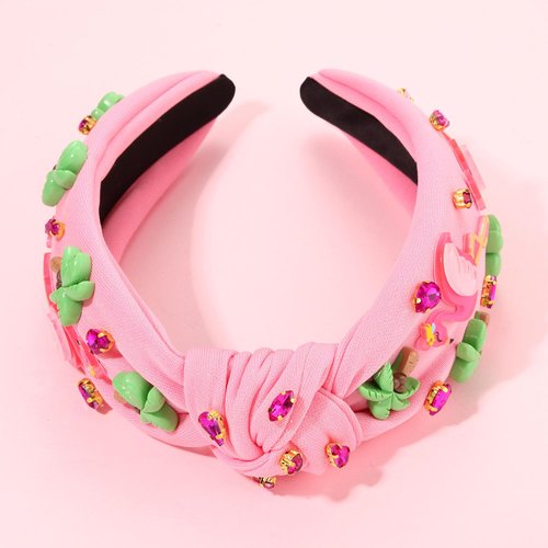 Flamingo Headbands for Women Summer Beach Headbands Tropical Palm Tree Headband Boho Hawaiian Headbands Crystal Top Knot Headband Summer Accessories Beach Vacation Outfit Party Favors (Flamingo D)