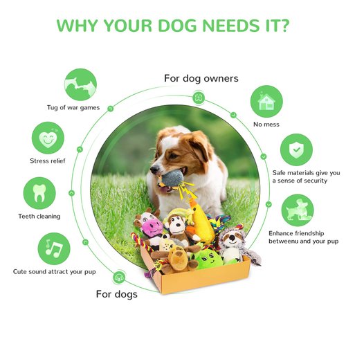 Dog Squeaky Toys For Small Dogs, Puppy Toys For Teething Cute Small Dog Toys Stuffed Plush Dog Toy Bundle Natural Cotton Puppy Rope Toy Dog Chew Toys For Puppies Pet Toys For Dogs (12 PACK PUPPY TOYS)