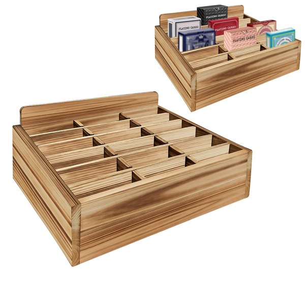 Ecoaterui Playing Card Display, Wooden Card Display Shelf Card Display Case Card Holders for Playing Cards (Small- 18 Decks) - No Assembly Required