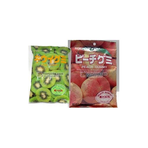 Kasugai Kiwi And Peach Gummy Candies 2 Packs (4.41 Oz / Pack)