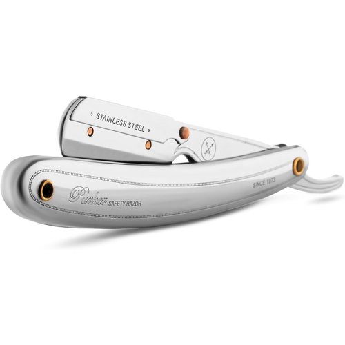Parker PTW Push Type Blade Load Professional Straight Edge Barber / Shavette Razor with Stainless Steel Blade Arm and 5 Parker Premium Platinum Blades