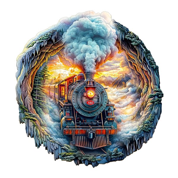Wooden Puzzles for Adults, Wooden Flat Puzzles with 3D Visual Effect, Steam Train Puzzles, Unique Puzzles Gifts for Women Men (M-11.4 * 10.8n 170pcs)