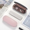 Marvolia Glasses Case Hard Shell Eyeglasses Case PU Leather Protective Case for Sunglasses Eyeglasses with Cleaning Cloth for Men Women - Pink