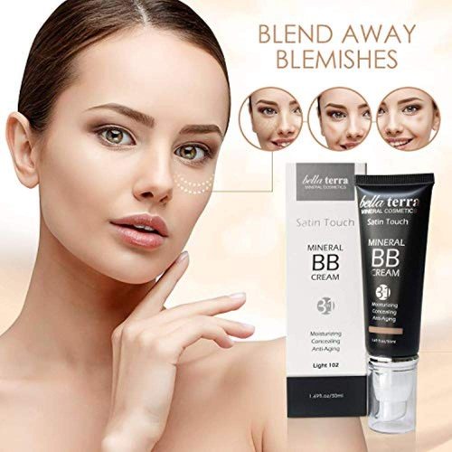 Bellaterra Cosmetics BB Cream, Tinted Moisturizer, Mineral Foundation, Concealer, Anti-Aging, Natural Sun Protection, All Shades 1.69oz - Light 102