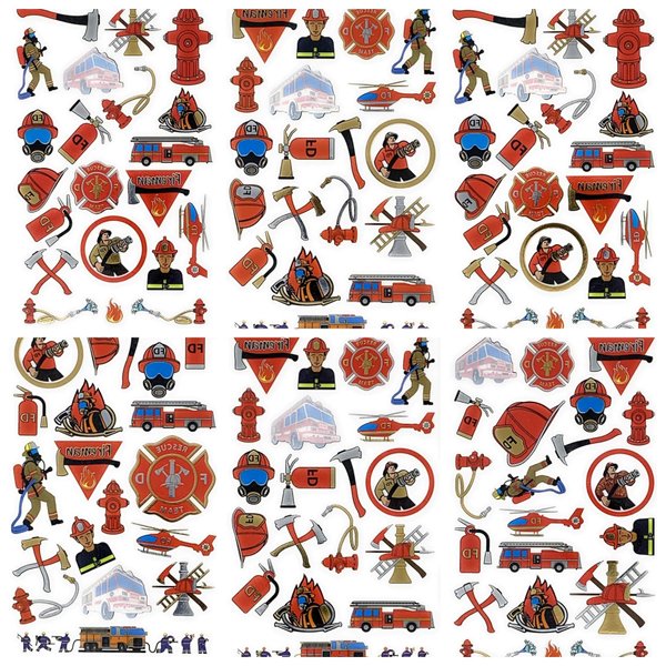 Firefighter Temporary Tattoos | 152 Tattoos on 8 Sheets | For Party Favors | Fire Fighter Party Supplies | Fire Man Birthday Parties | Metallic Fireman Tattoos | For Kids and Adults | By John & Judy