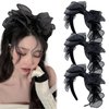 Aswewamt 3 Pcs Black Lace Bowknot Headband Vintage Knotted Hair Hoop French Fancy Bow Cosplay Lace Headband Costume Accessories for Women Girls