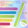 50 Pcs Glitter Nail File Colorful Nail Buffers Double Sided Emery Nail Filer Manicure and Pedicure Nail File Strips Pedicure Tools for Women Girls Shaping Smoothing Toenails and Fingernails, 5 Colors