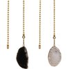 2 Pcs Ceiling Fan with Natural Agate Pull Chains - Gilt Edged Agate - 12 Inches Fan Pulls Set with Connector (Grey And Black)