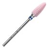 BITNBITH Ceramic Nail Drill Bit 3/32”Professional Safety Acrylic Nail File Drill Bit for Cuticle Dead Skin Remover, Cone Flame Drill Bit for Nail Gel Polishing, Manicure Pedicure Pink,Medium