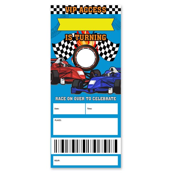 brayqu Race Car Birthday Invitations for Boy Red and Blue Car Racing Ticket Party Invitations Fill-in (20 Invitation Cards with Envelopes)