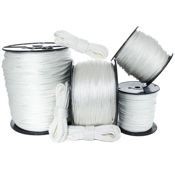 White Solid Braid Nylon Rope (1/8 Inch, 100 Feet) - Anchor, Tow-Lines, Boating, Mooring, Camping, Pulleys, Blocks, DIY Projects, Outdoors