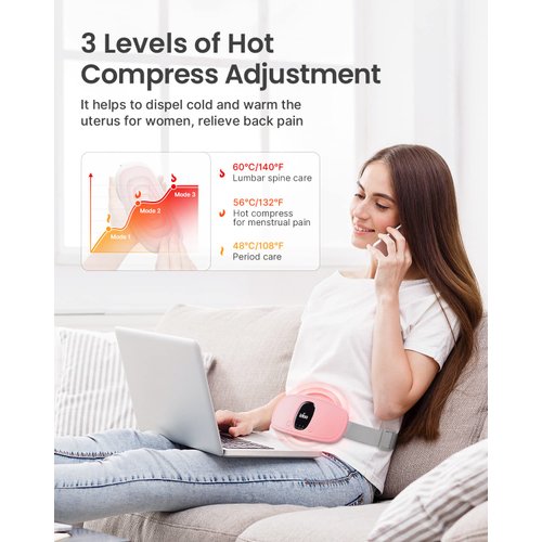 iDOO Heating Pad for Period Cramps, FSA HSA Eligible Portable Cordless Menstrual Heating Pad with 3 Heat Levels and 3 Massage Modes, Mothers Day Gifts for Mom, Birthday Gifts for Women (Pink)