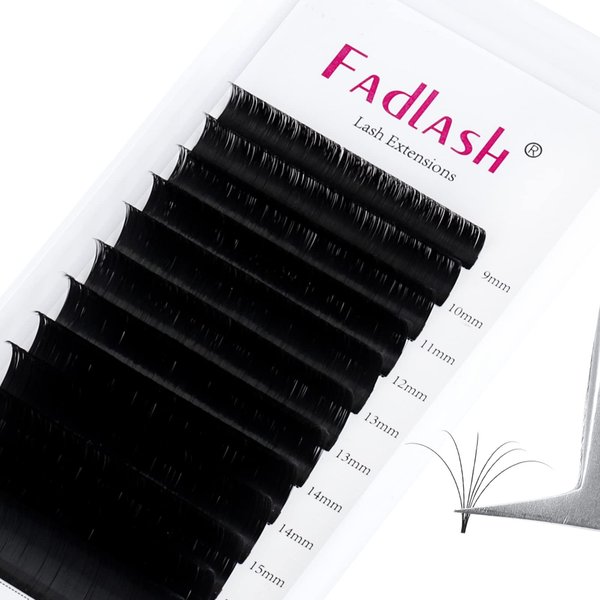 Easy Fan Volume Lashes 9-17mm Mixed Tray D Curl Lash Extensions Self Fanning Eyelash Extensions Russian Blooming Lash Extension Supplies(0.07-D, 9-17mm Mix)