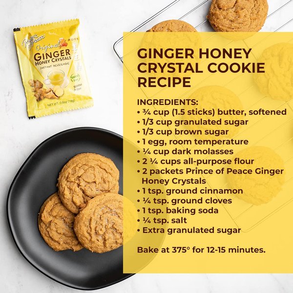 Prince of Peace Instant Ginger Honey Crystals, 2 Packs of 10 Sachets – Instant Hot or Cold Beverage – Easy to Brew Ginger and Honey Crystals