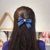 Blue Denim Hair Bow Clips for Women Girls Fashion Pearl Bowknot Alligator Barrette Hairpins Handmade Fall Winter Outfits Decor Accessories Xmas Gift Set 2 pcs