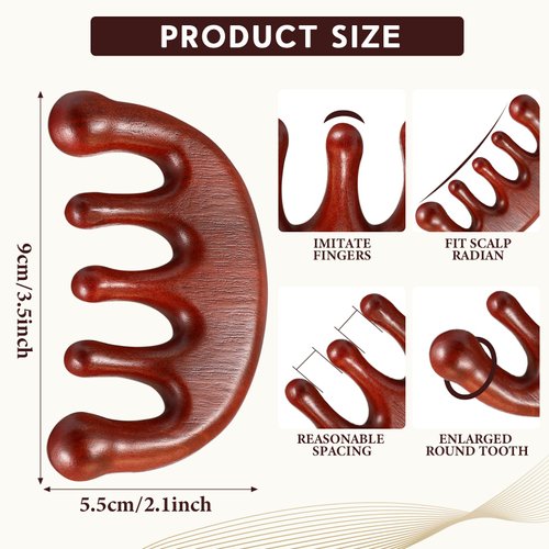 2 Pcs Gua Sha Comb Natural Sandalwood Wide Tooth Scraping Scalp Massager Comb Head Massager Body, Head, Neck, Hands and Legs for Women Men