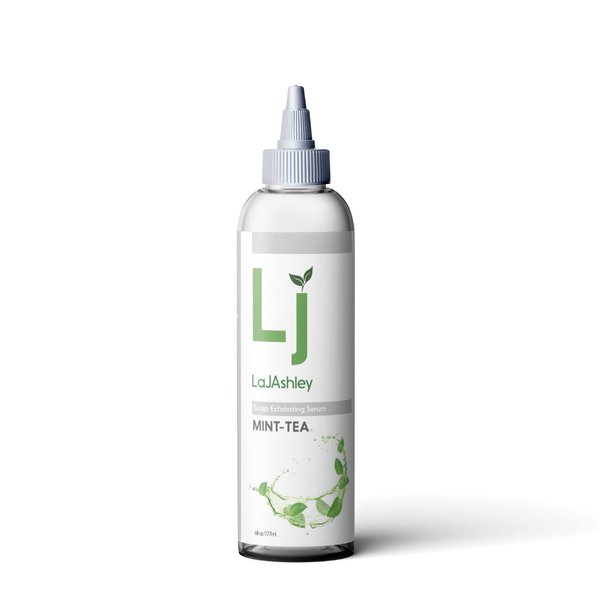 LaJAshley Mint Tea Scalp Exfoliating Serum, Gentle, Vegan, All Natural, Pre-Poo, Scalp Renewal, Feel the Tingle, Scalp Detox, Relieves Scalp Issues, Scalp Treatment, Peppermint, Tea Tree, 6fl oz