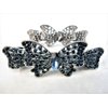 Generic Blue or gray butterfly bow crystal hair barrette clip bridal clip (Primary color: Gray), 1 Count (Pack of 1)