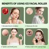 2pcs Ice Roller for Face and Eye, Silicone Ice Facial Roller Ice Holder, Face Ice Mold Skin Care, Face Icers Reusable Ice Cube Roller for Shrink Pores Anti Wrinkle Reduce Puffiness, Green Purple