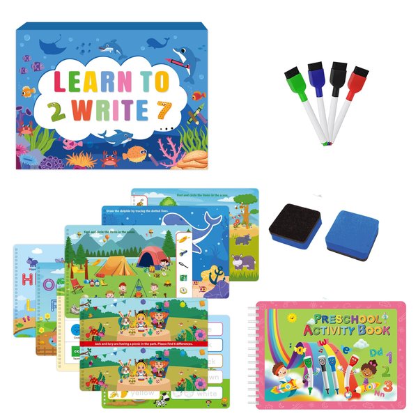TIIANO Montessori Educational Toys for Toddlers - Preschool Learning Activities for 2-4 Year Olds, Dry Erase Marker Set with Kindergarten Workbooks, Preschool Classroom Must-Haves Recently