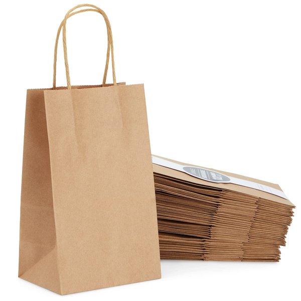 Juvale Small Kraft Party Favor Gift Bags with Handles for Birthday (8.5 x 5.25 In, 36 Count)